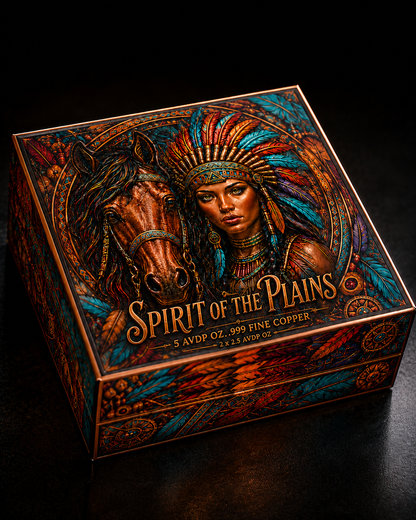 2026 SPIRIT OF THE PLAINS – 5 AVDP oz .999 Fine Copper Two-Piece Custom-Shaped Art Set