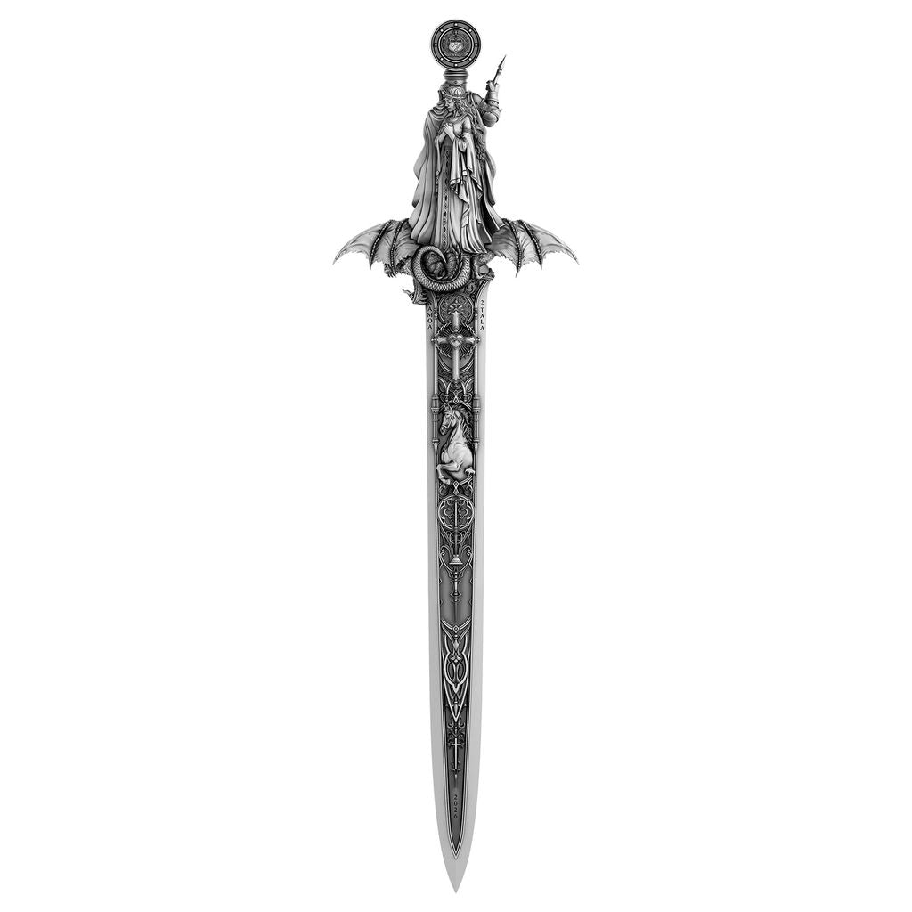 See all photos! 2026 Samoa Ascalon - Sword of St. George Shaped 1 oz Silver Coin (06/09)