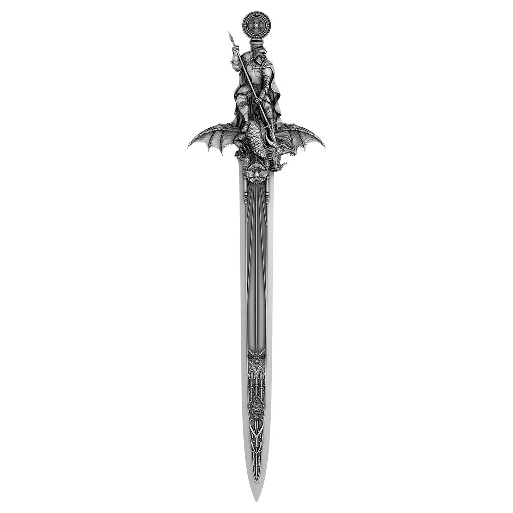 See all photos! 2026 Samoa Ascalon - Sword of St. George Shaped 1 oz Silver Coin (06/09)