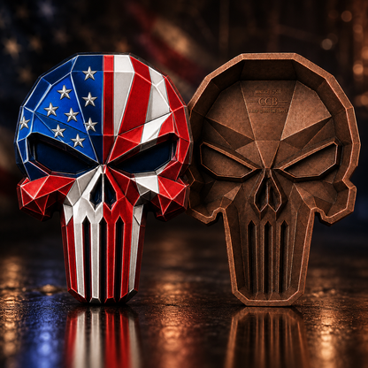 2026 American Warrior Colorized 3 oz Copper Punisher Style Collectible