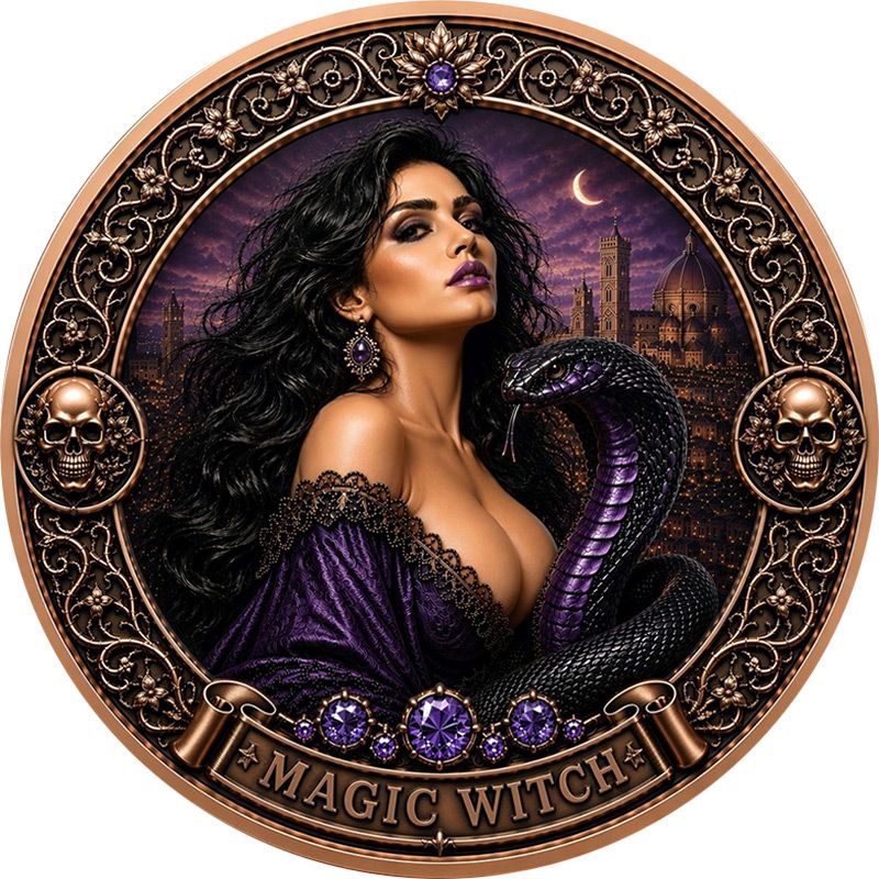 New Series! Magical Witch Colorized 1 oz Copper Medal (06/12)