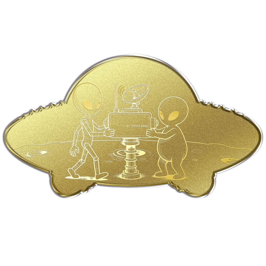 2026 UFO Shaped 1/500 oz Gold Medal in Card (06/08)