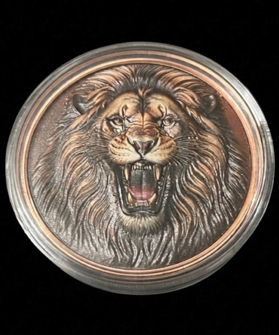 In Stock! 5oz UHR Roar of the King Colorized Copper in Capsule (5000 mintage)