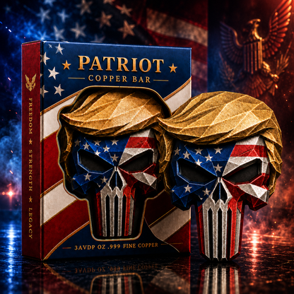 2026 Trump Patriot Skull Copper Bar – 3 AVDP oz .999 Fine Copper Collectible
