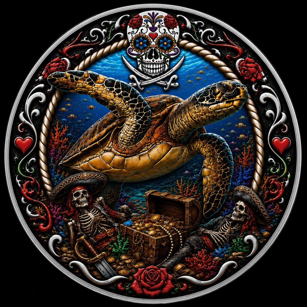 Estimate: 2026 Cayman Islands Mexican Pirate Life Sea Turtle Colorized 1 oz Silver Coin (06/08)