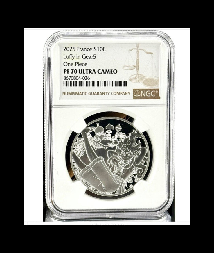 In Stock! 2025 France One Piece Luffy in Gear 5 22.2g Silver Coin NGC PF 70 UCAM