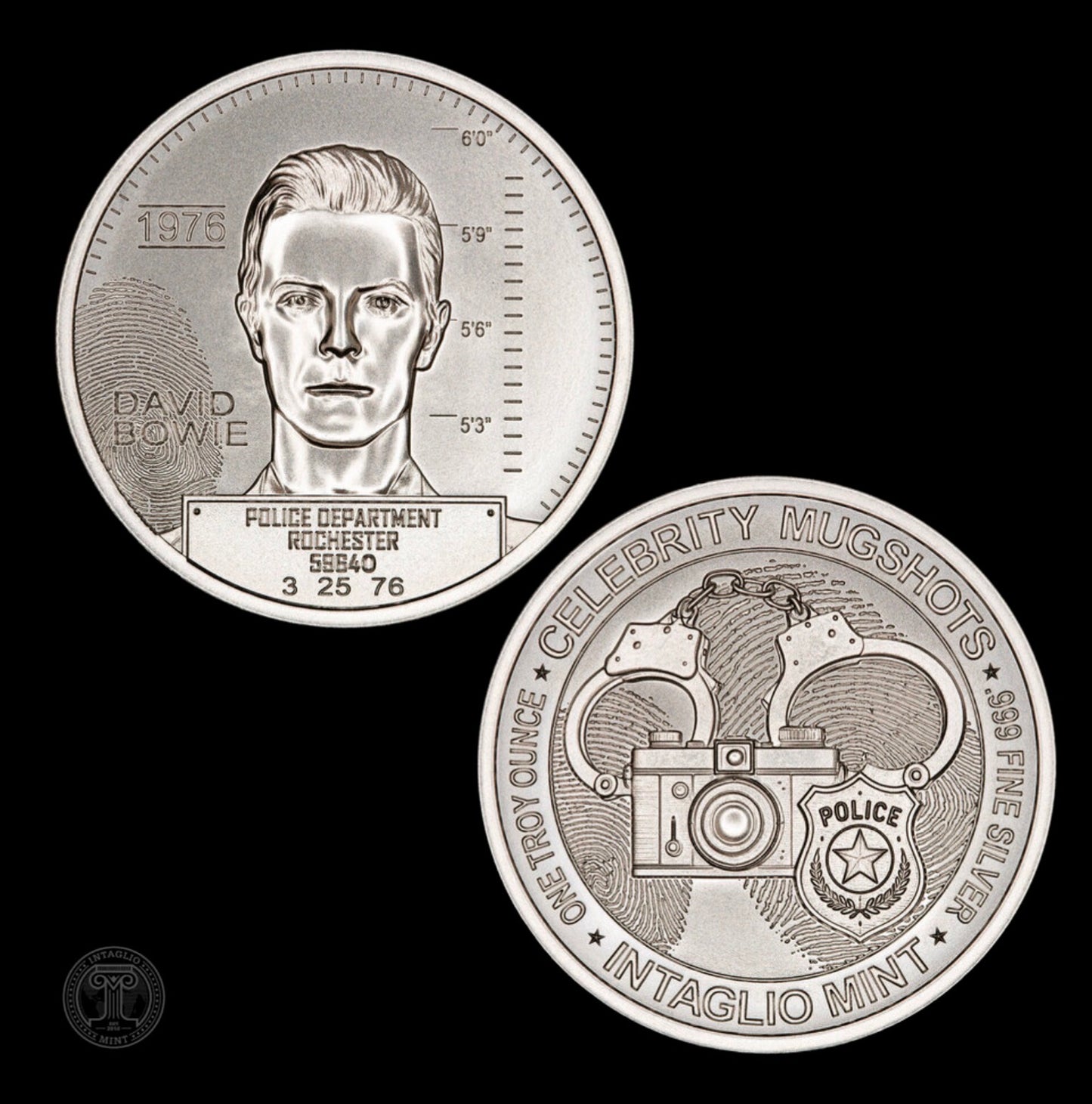 Estimate: Intaglio Mint Celebrity Mugshots David Bowie 1 oz Silver Round (06/10)