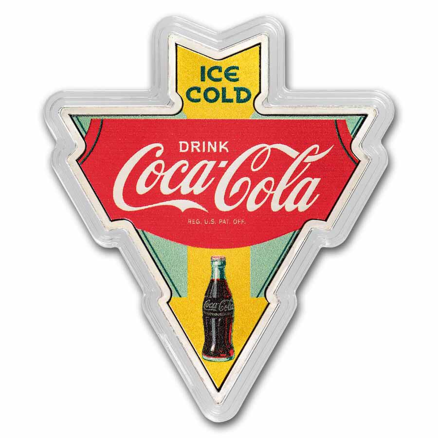 2024 Coca-Cola 1930s Vintage Shaped Sign 1 oz Silver Medal (06/27)