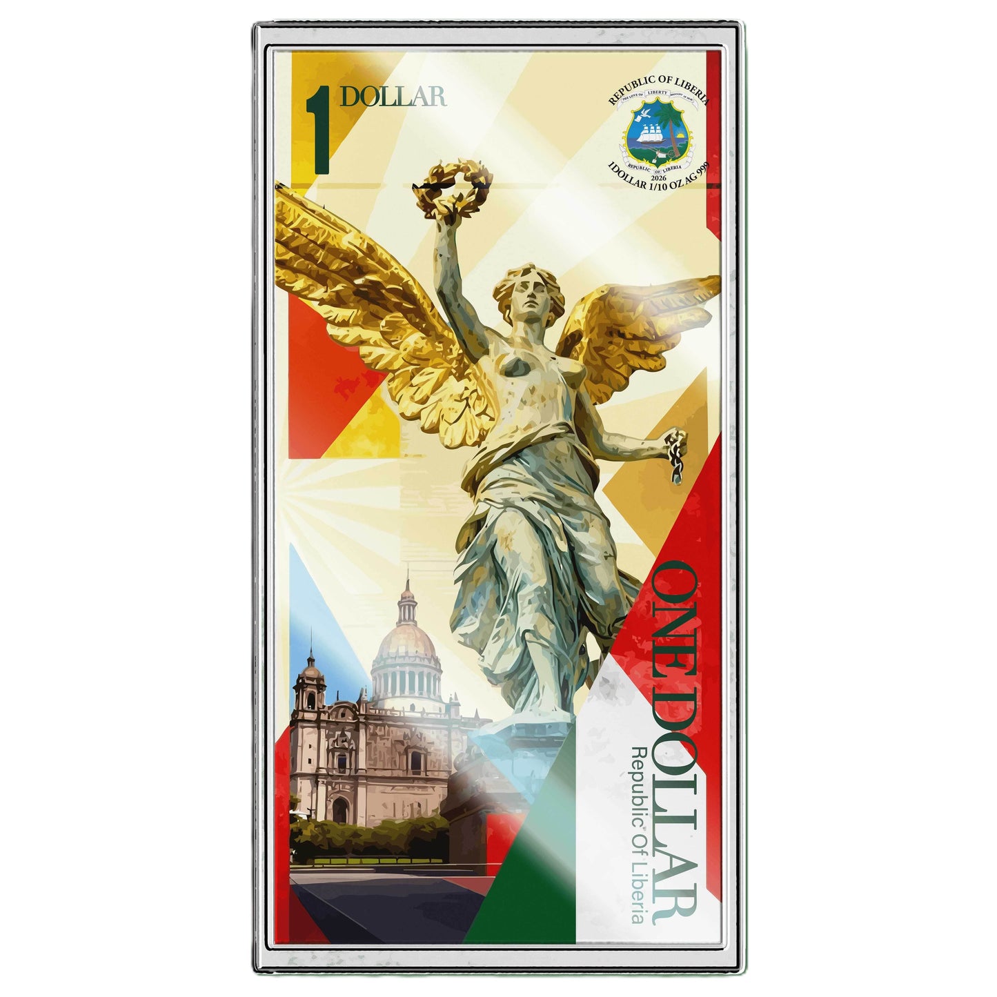 In Stock! 2026 Liberia The Angel of Independence 1/10 oz Silver Note