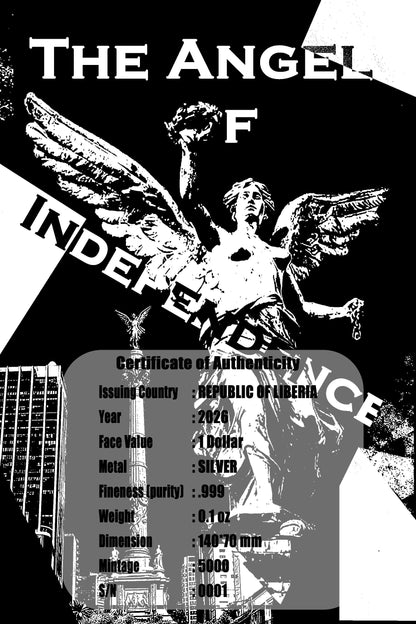 In Stock! 2026 Liberia The Angel of Independence 1/10 oz Silver Note