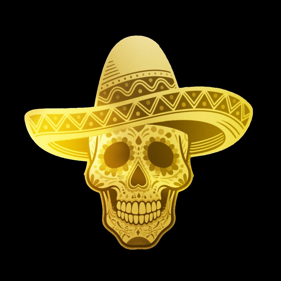In Stock! 2026 Liberia Dia De Los Muertos Shaped 1/1000 oz Gold Coin in Card (08/20)