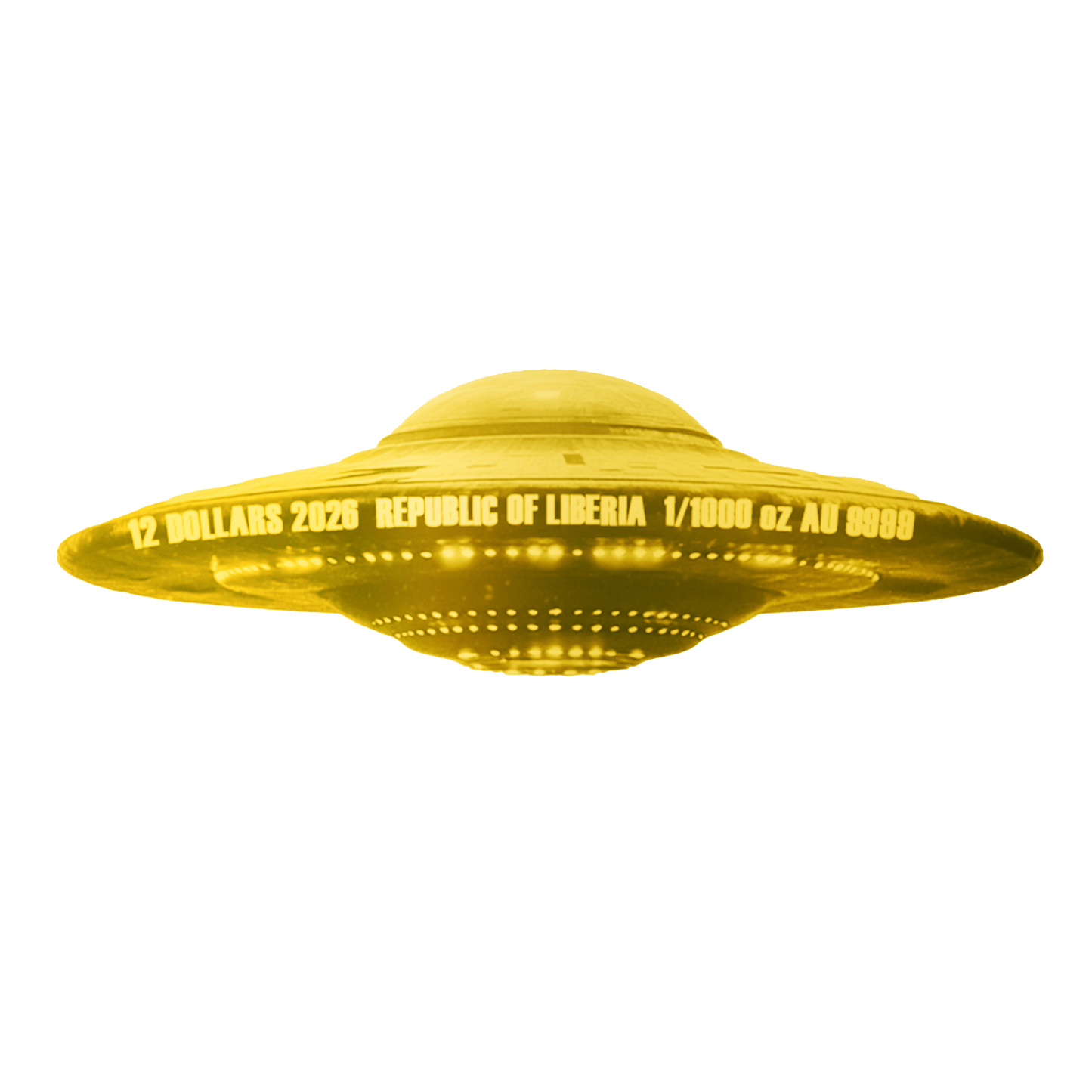 In Stock! 2026 Liberia UFO A Letter From Outer Space Shaped 1/1000 oz Gold Coin in Card