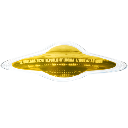 In Stock! 2026 Liberia UFO A Letter From Outer Space Shaped 1/1000 oz Gold Coin in Card