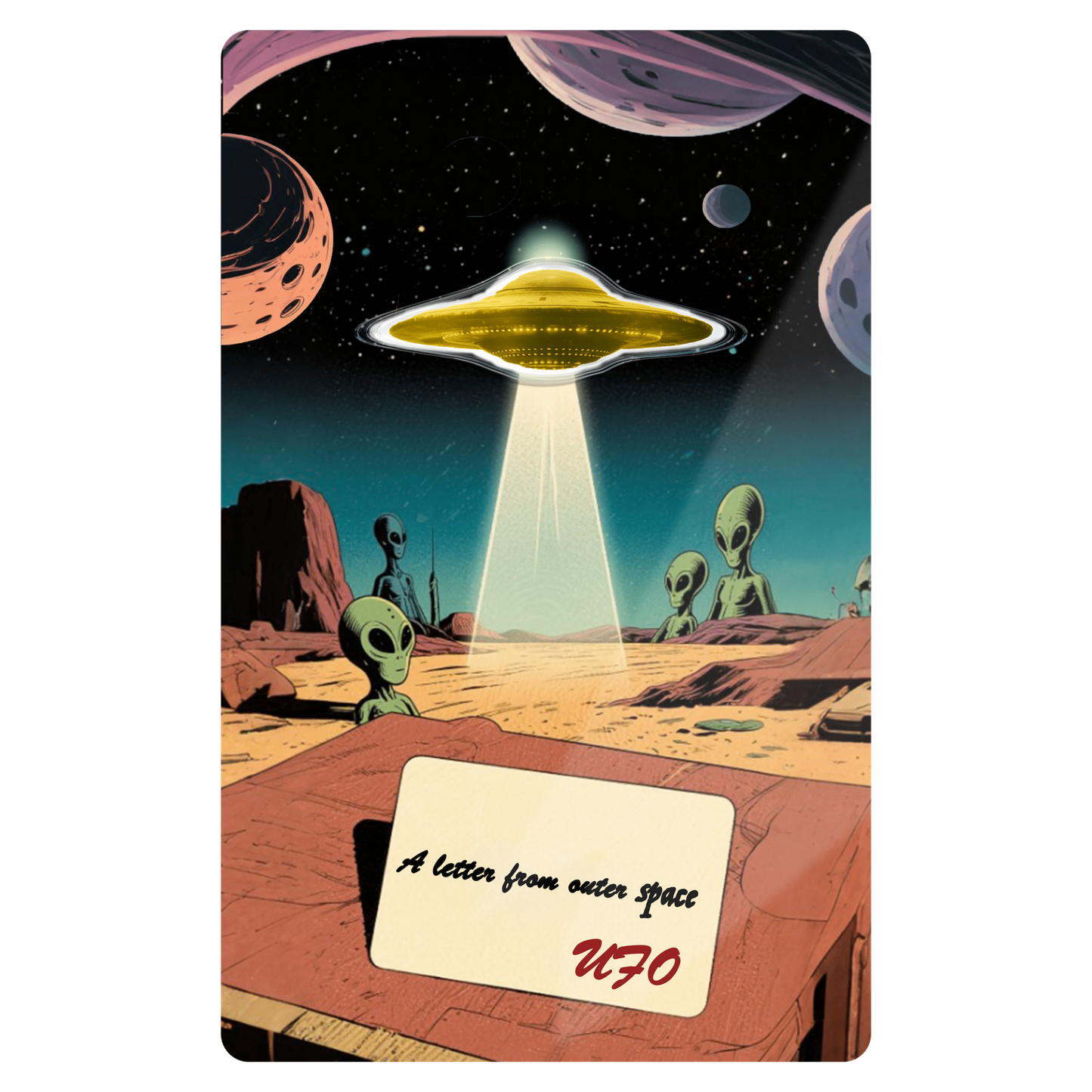 In Stock! 2026 Liberia UFO A Letter From Outer Space Shaped 1/1000 oz Gold Coin in Card