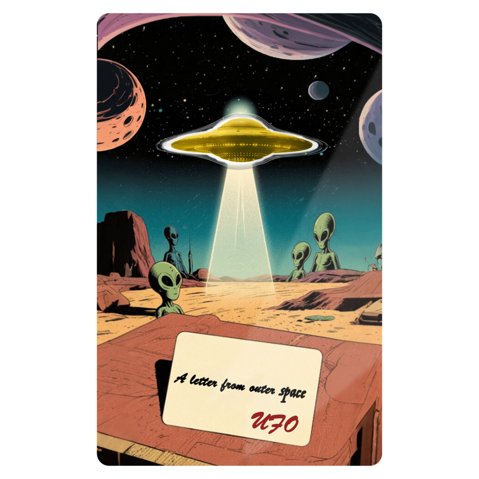 In Stock! 2026 Liberia UFO A Letter From Outer Space Shaped 1/1000 oz Gold Coin in Card