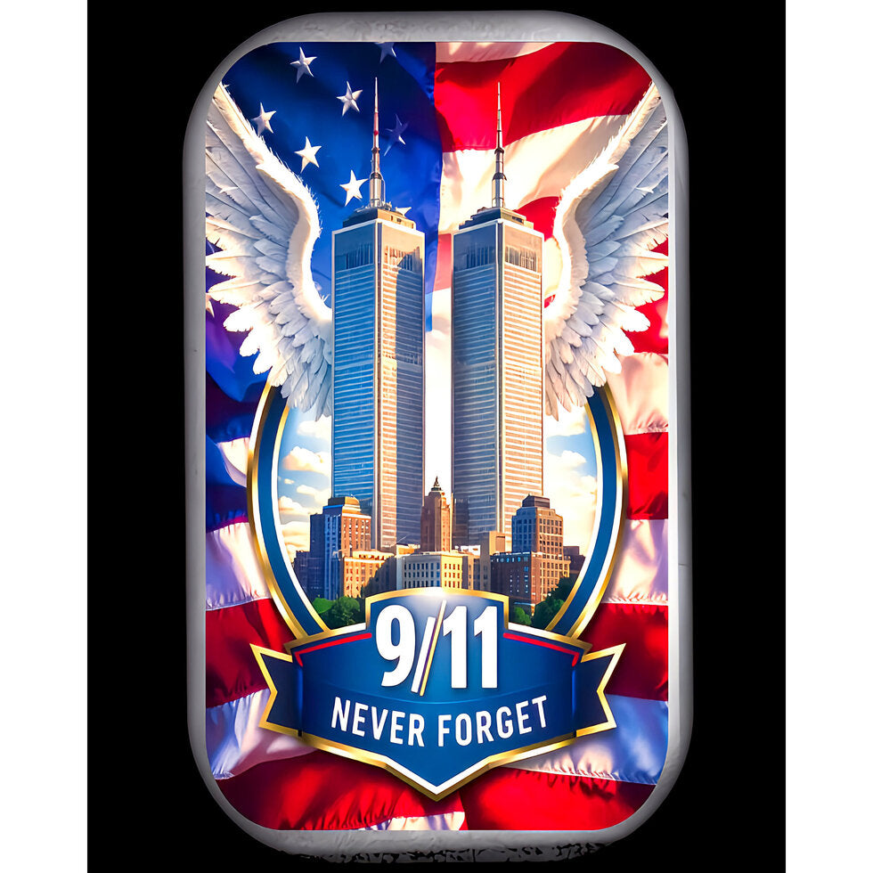 In Stock! 9/11 Never Forget Colorized 1 oz Silver Bar in Card