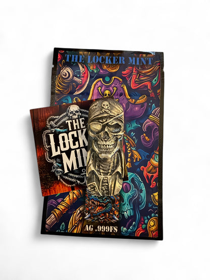 In Stock! 2025 Pirate Totem Antiqued 3 oz Silver Bar by Locker Mint