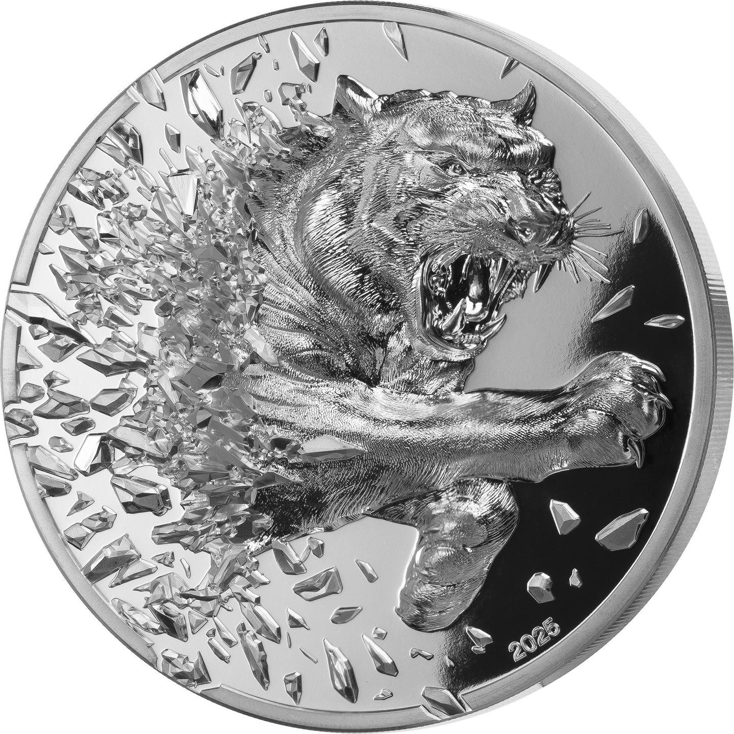 2025 Mongolia Silver Burst Tiger UHR 250g Silver Coin