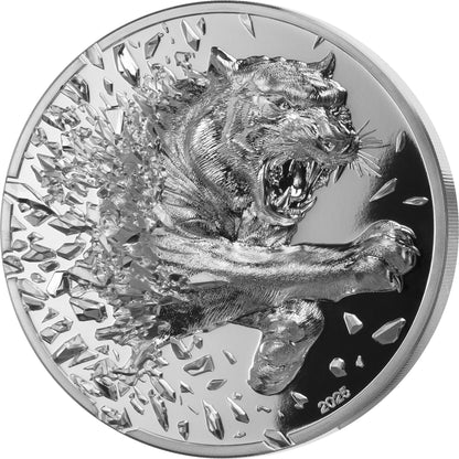 2025 Mongolia Silver Burst Tiger UHR 250g Silver Coin