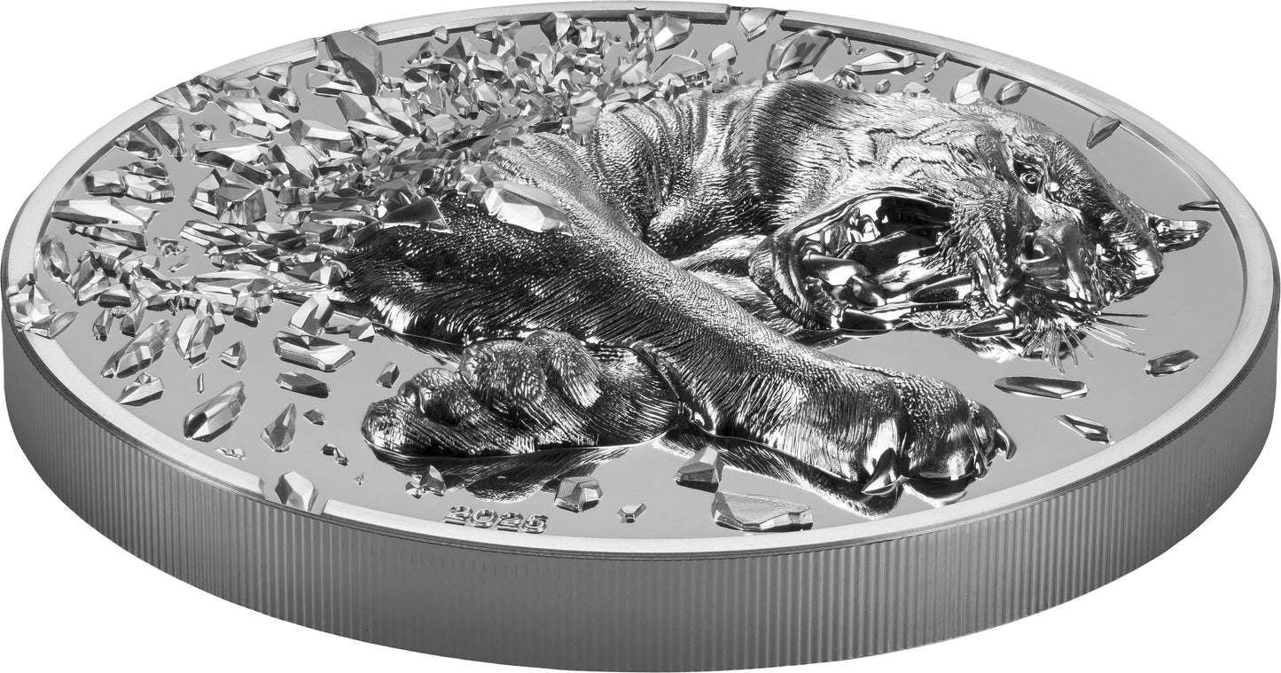 2025 Mongolia Silver Burst Tiger UHR 250g Silver Coin