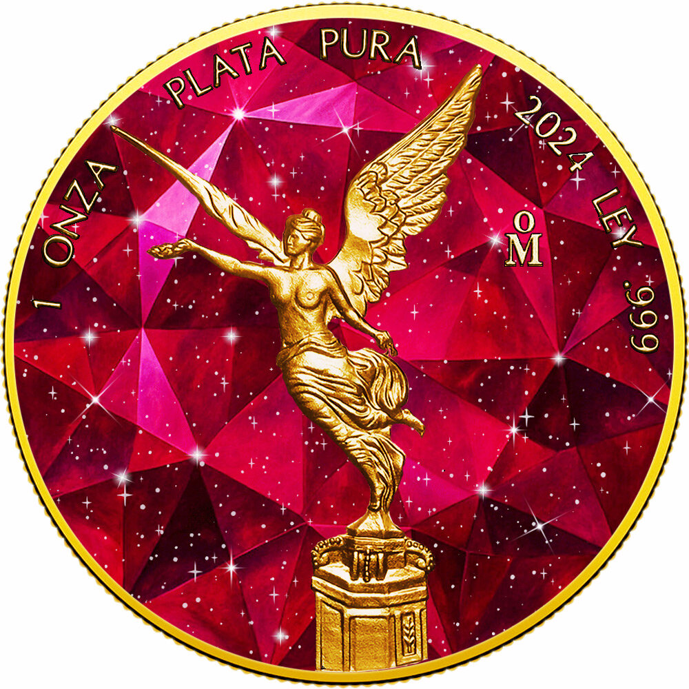 In Stock! 2024 Mexico Libertad The 4 Rarest Precious Stones Red Beryl Edition 1 oz Silver Coin