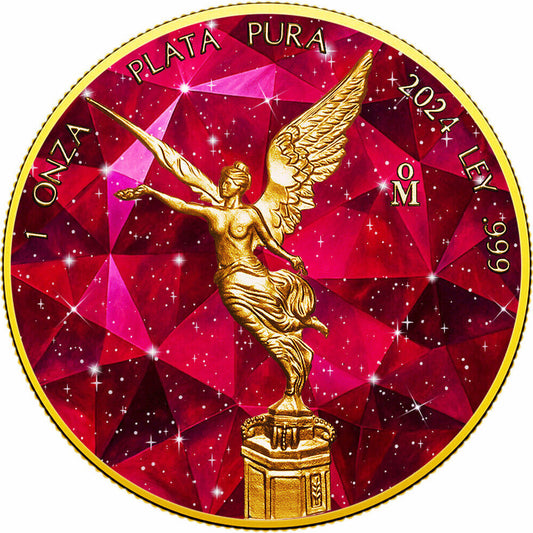 In Stock! 2024 Mexico Libertad The 4 Rarest Precious Stones Red Beryl Edition 1 oz Silver Coin