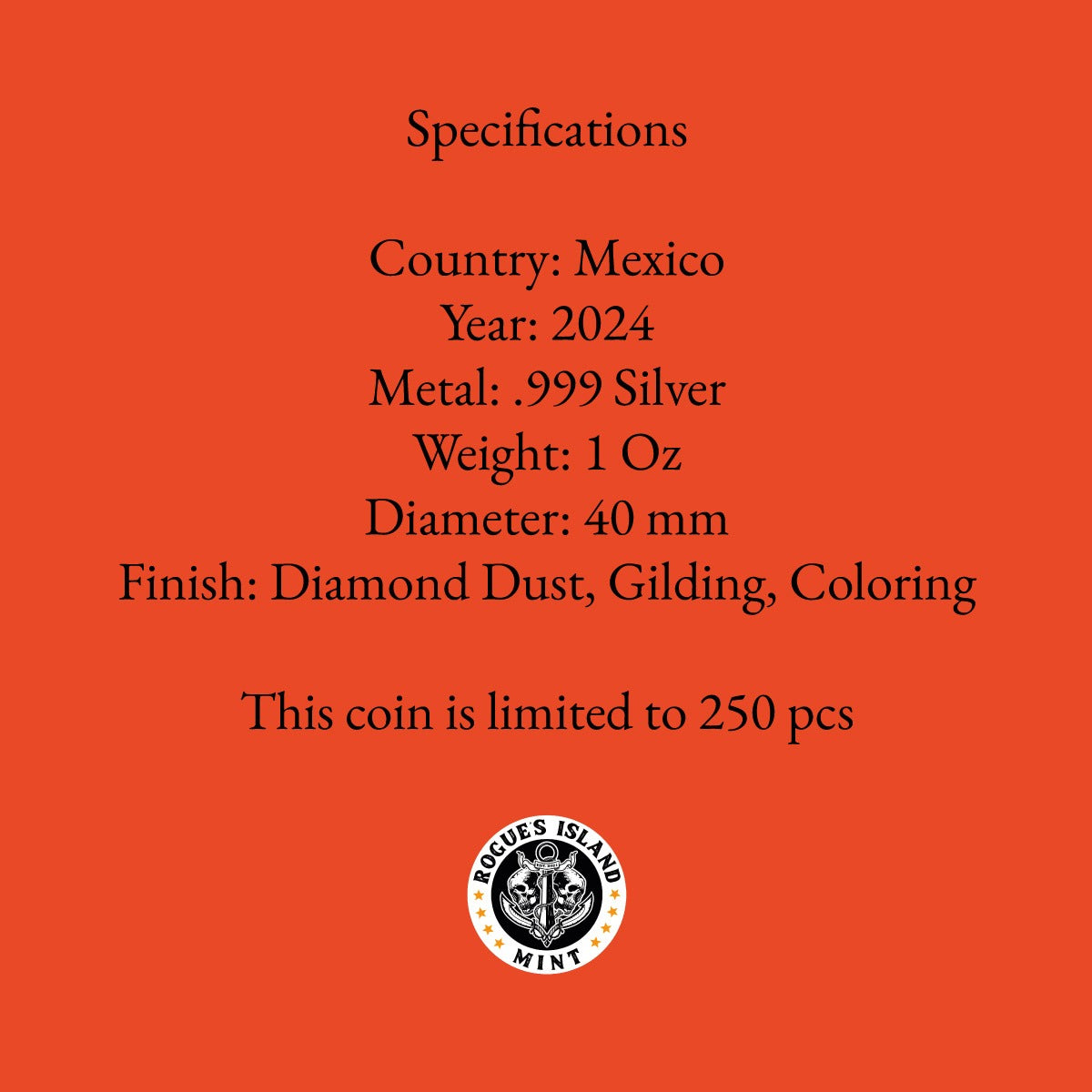 In Stock! 2024 Mexico Libertad Orange & Black Diamond Dust Edition 1 oz Silver Coin (09/03)