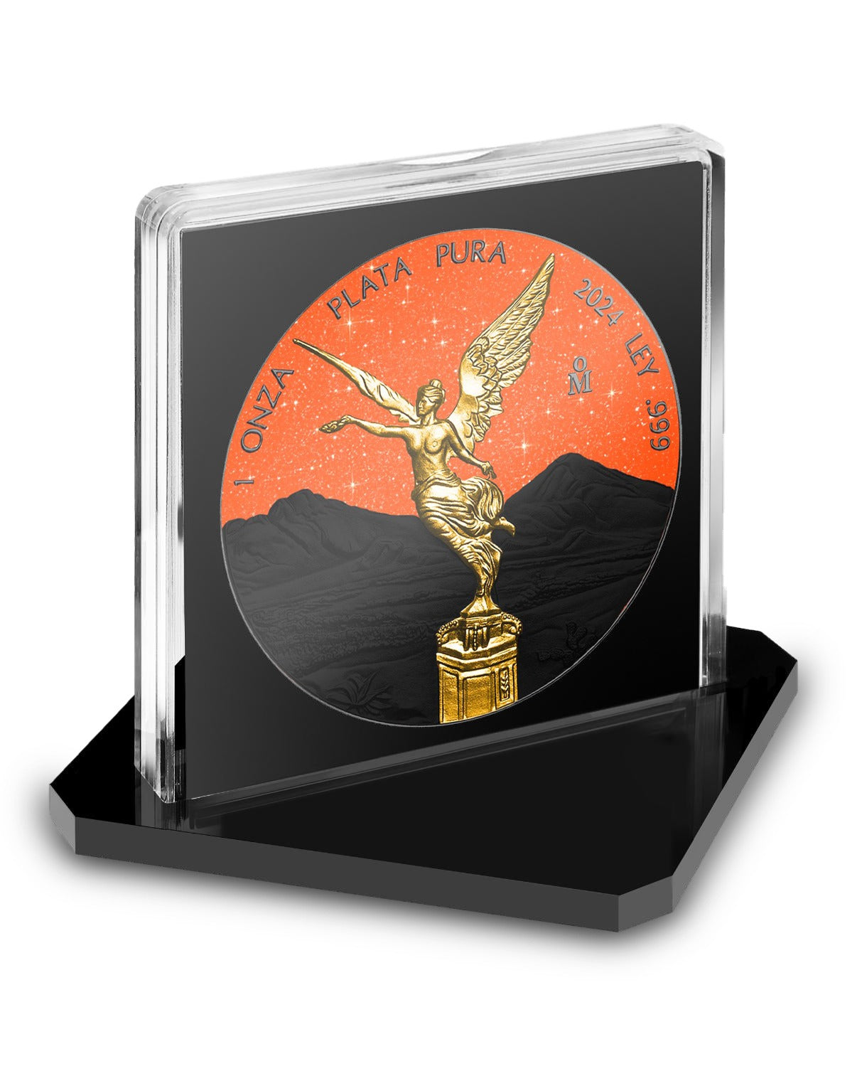 In Stock! 2024 Mexico Libertad Orange & Black Diamond Dust Edition 1 oz Silver Coin (09/03)
