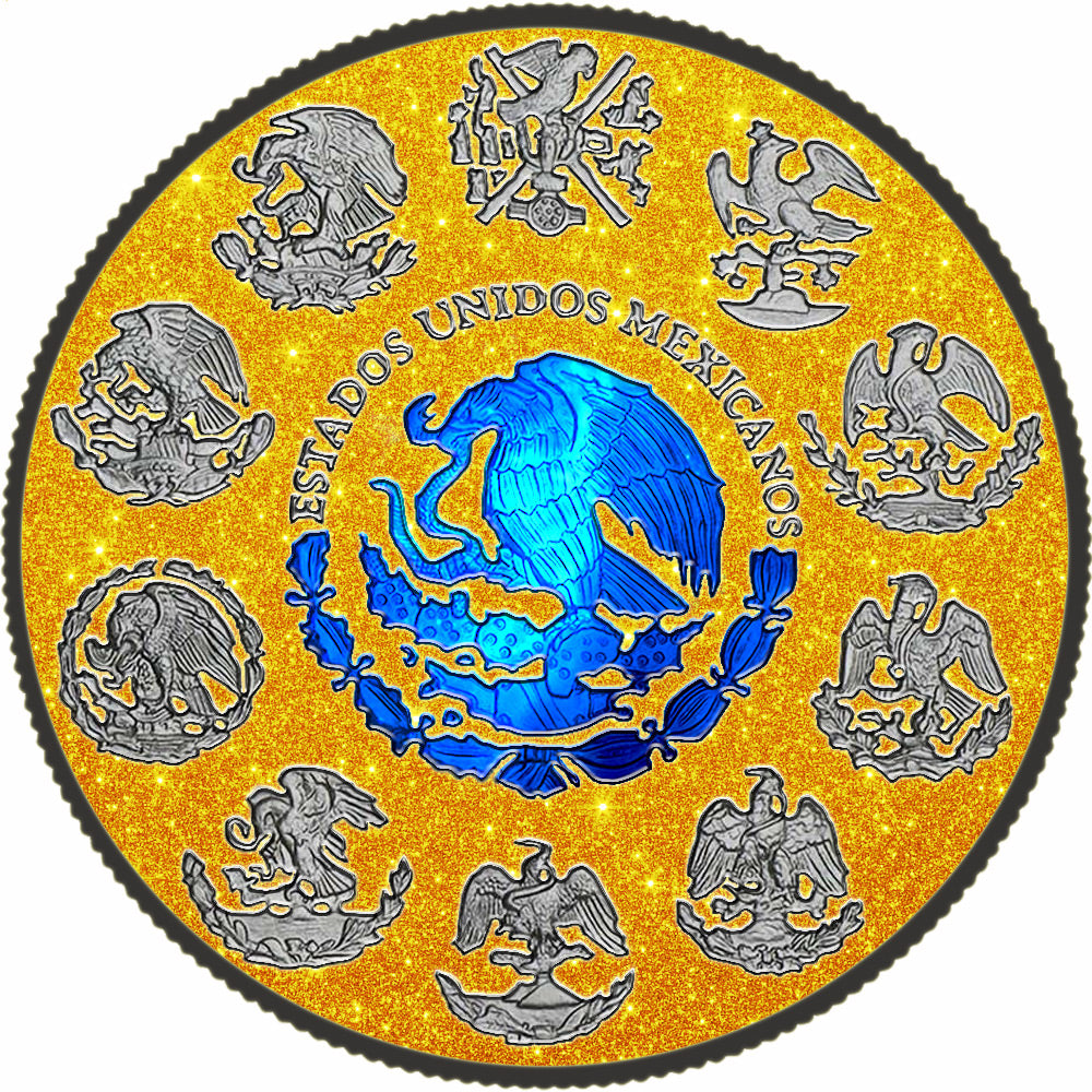 In Stock! 2024 Mexico Libertad Blue Electric Holo Golden Diamond Dust Edition 1 oz Silver Coin (05/16)