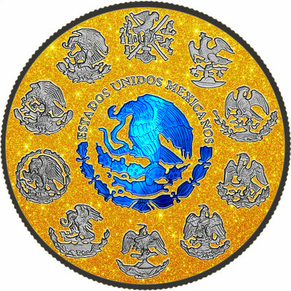 In Stock! 2024 Mexico Libertad Blue Electric Holo Golden Diamond Dust Edition 1 oz Silver Coin (05/16)