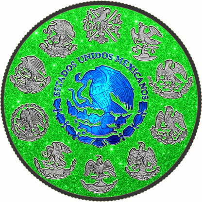 In Stock! 2024 Mexico Libertad Blue Electric Holo Green Dust Edition 1 oz Silver Coin (06/23)