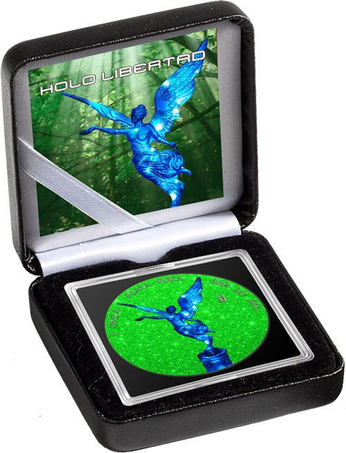 In Stock! 2024 Mexico Libertad Blue Electric Holo Green Dust Edition 1 oz Silver Coin (06/23)