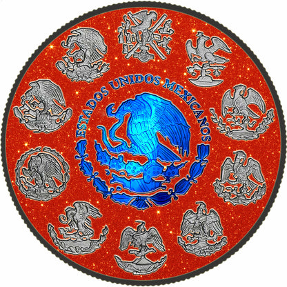 In Stock! 2024 Mexico Libertad Blue Electric Holo Red Glitter Edition 1 oz Silver Coin (08/26)