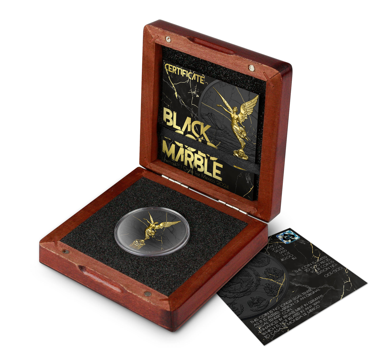 2024 Mexico Libertad Black & Gold Marble Edition 1 oz Silver Coin