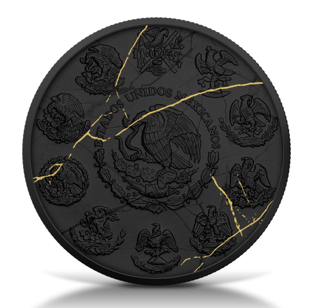 2024 Mexico Libertad Black & Gold Marble Edition 1 oz Silver Coin