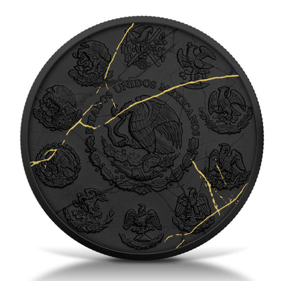 2024 Mexico Libertad Black & Gold Marble Edition 1 oz Silver Coin