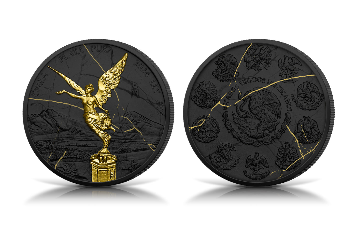 2024 Mexico Libertad Black & Gold Marble Edition 1 oz Silver Coin