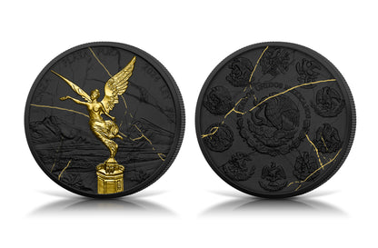 2024 Mexico Libertad Black & Gold Marble Edition 1 oz Silver Coin