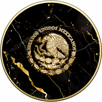 In Stock! 2024 Mexico Libertad Black & White Golden Marble Edition 1 oz Silver Coin (03/28)