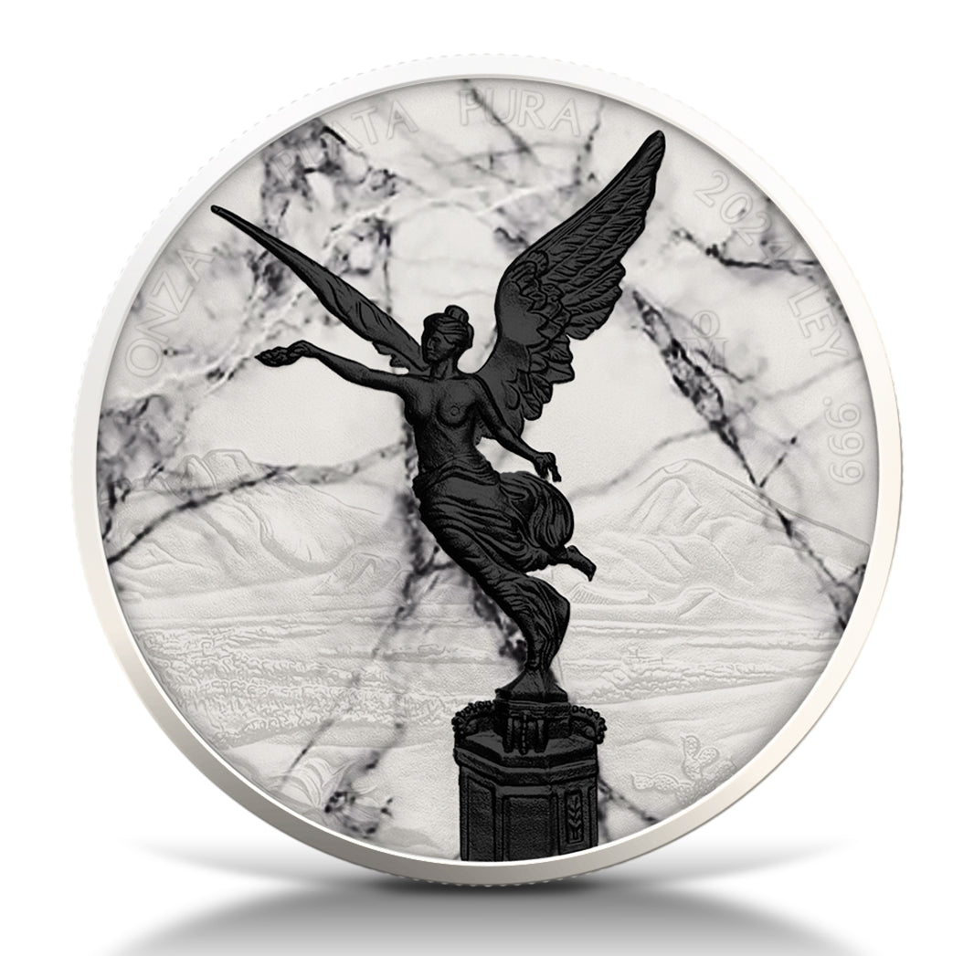In Stock! 2024 Mexico Libertad White Marble Edition 1 oz Silver Coin