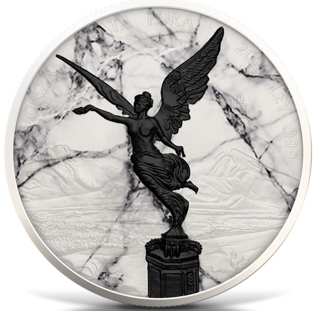 In Stock! 2024 Mexico Libertad White Marble Edition 1 oz Silver Coin
