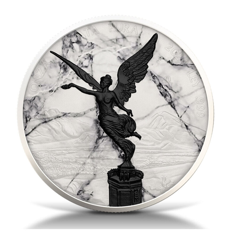 In Stock! 2024 Mexico Libertad White Marble Edition 1 oz Silver Coin