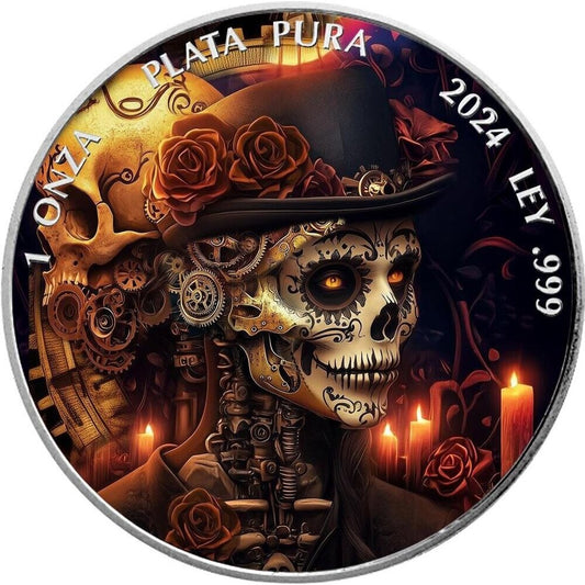 In Stock! 2024 Mexico Caballero de la Muerte Steampunk Edition 1 oz Silver Coin