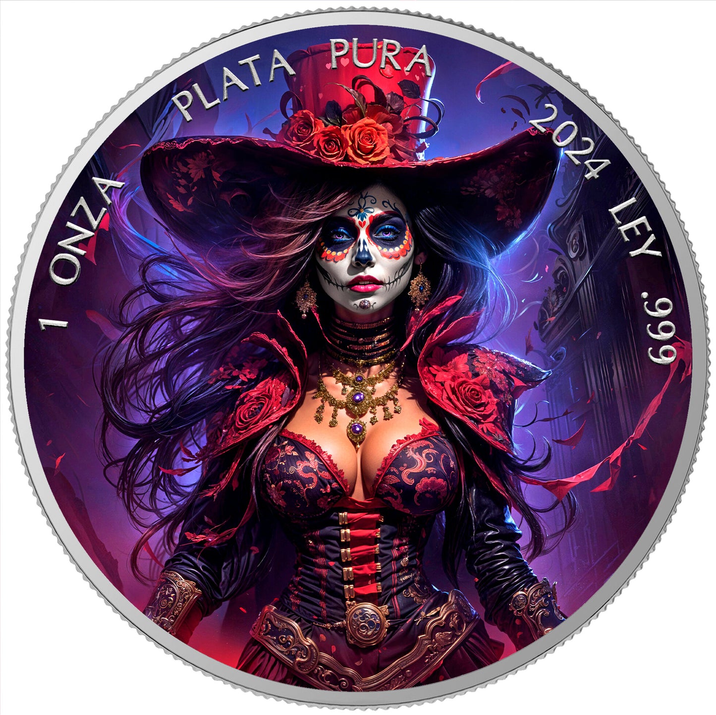 In Stock! 2024 Mexico Libertad Dia De Los Muertos Burlesque Edition 1 oz Silver Coin (11/7)