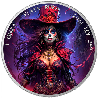 In Stock! 2024 Mexico Libertad Dia De Los Muertos Burlesque Edition 1 oz Silver Coin (11/7)