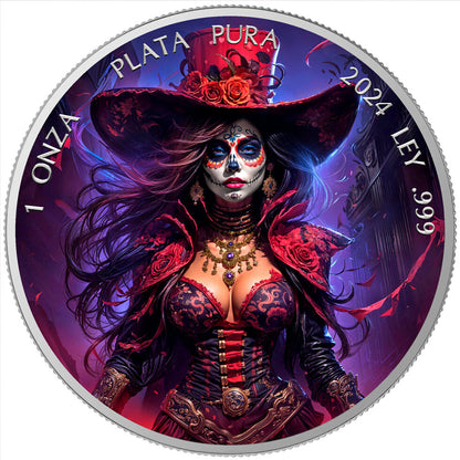 In Stock! 2024 Mexico Libertad Dia De Los Muertos Burlesque Edition 1 oz Silver Coin (11/7)