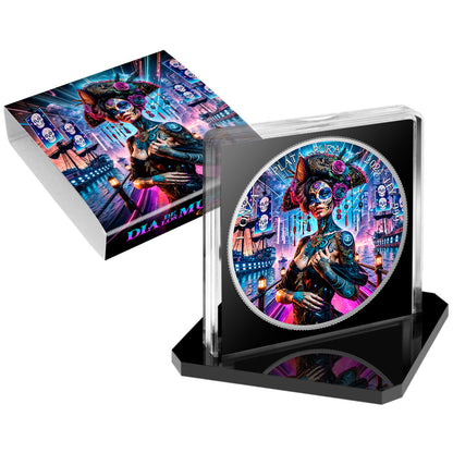 In Stock! 2024 Mexico Libertad Dia de los Muertos Cyberpunk Corsair Edition 1 oz Silver Coin (10/03)