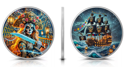 In Stock! 2024 Mexico Libertad Dia de los Muertos Corsair Edition 1 oz Silver Coin