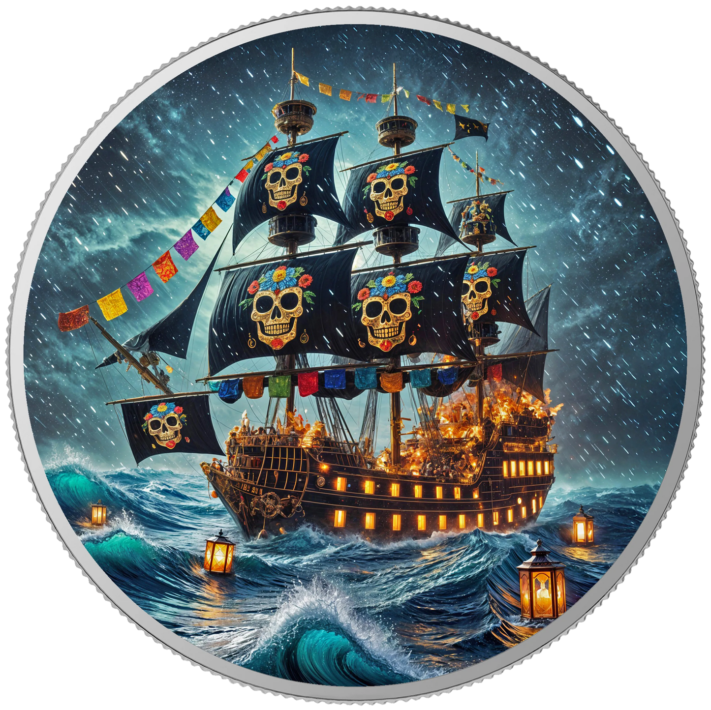 In Stock! 2024 Mexico Libertad Dia de los Muertos Corsair Edition 1 oz Silver Coin