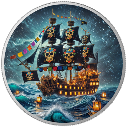 In Stock! 2024 Mexico Libertad Dia de los Muertos Corsair Edition 1 oz Silver Coin